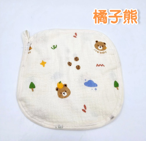 純棉4層紗 附掛勾擦手巾 幼兒園手帕